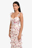 V. Chapman White Multicolour Provencal Floral The Fiorenza Midi Dress Size 0