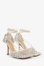 Bottega Veneta White Sparkle Stretch Heels Size 36.5