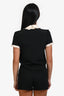 Red Valentino Black/White Short Sleeve Ruffle Collared Blouse Size 36