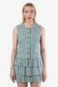 Pre-loved Chanel™ Blue Tweed Button Sleeveless Dress Size 38