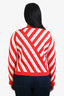 Gucci Red/White Wool Cotton Blend Diagonal Striped Cardigan Size M
