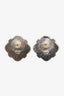 Pre-loved Chanel™ 21A Gold Tone Metal Black Resin Crystal Heart Earrings