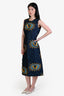 Fendi Navy Blue/Yellow Heart Detail Sleeveless Cocktail Dress Size 6