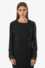 Pre-loved Chanel™ 2004 Black Tweed CC Logo Buttons with Tulle Trim Size 36