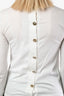 Pre-loved Chanel™ White Cotton LS Logo CC Button Detail Top Size
