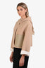 Fendi Camel Wool FF Leather Pocket Hooded Jacket Size 38