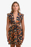 A.L.C Navy Multicolour Floral Lexi Cut-Out Twist Midi Dress Size 8