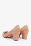 Christian Louboutin Nude Patent Leather Studded Block Heels Size 39.5