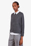 Balenciaga Grey Wool Silk Blend Crewneck Long Sleeve Shirt Size 42