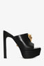 Versace Black Leather La Medusa Platform Mules Size 36.5