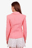 Balmain Pink Cotton-Blend Tweed Double Breasted Blazer Size 36