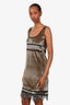 Dolce & Gabbana Green/Black Velvet Mini Slip Dress with Lace Trim Estimated Size L