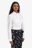 Alia White Cotton Cropped Long Sleeve Button Down Shirt Size 42