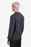 Burberry Dark Grey Cotton and Leather Logo Embroidered Crewneck Top Size M Men's
