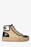 Pre-loved Chanel™ Beige/Black CC Logo High Top Sneakers 39