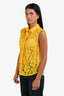 Sandro Yellow Lace Sheer Sleeveless Collared Top Size 1