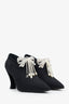 Pre-loved Chanel™ 2018 Black Detachable Jeweled Bow Broach Booties Size 41.5C