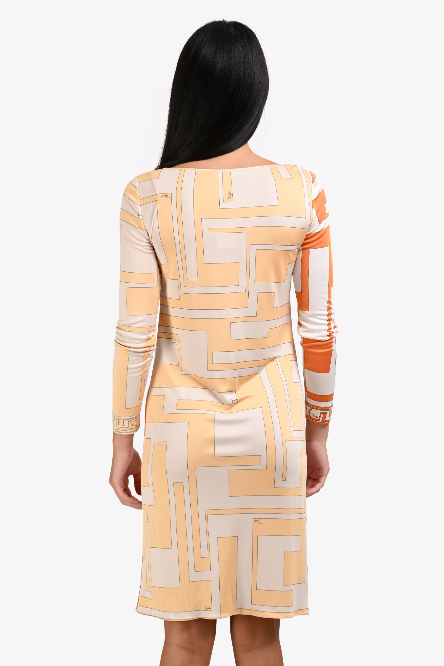 emilio pucci midi dress PUCCI Fitted Long Sleeve Midi Dress MULTICOLOUR