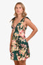 Zimmermann Green/Pink Linen Floral Lexi Tie Mini Dress Size 1