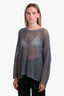 Eileen Fisher Grey Open Knit Wide Neck Sweater Size Medium