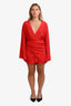 L'Academie Red V-Neck Long Sleeve Tie Mini Dress Size M