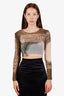 Jean Paul Gaultier Green Graphic-Print Mesh Crop Top Size XS