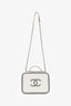 Pre-loved Chanel™ 2018-19 White/Black Bicolour Caviar Leather CC Filigree Vanity Case