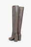 Prada Grey Leather Knee High Boots Size 36.5