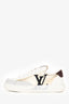 Louis Vuitton White/Gold Leather Logo Metallic Low Profile Sneakers Size 35