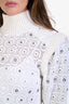 Chloe White Knit Metal Ring Geometric Sweater Size S