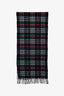 Burberrys Vintage Black Cashmere House Check Fringe Scarf