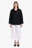 Loro Piana White Linen Pleated Wide Leg Trousers Size 42