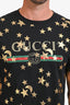Gucci Black/Gold Logo Star Graphic Crew Neck T-Shirt Size M Mens