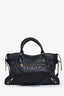Balenciaga Black Leather Classic Motocross Medium City Bag with Strap