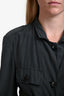 Dries Van Noten Dark Grey Silk Cotton Utility Tie Jacket Size S