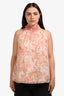 Zimmermann Blush Paisley Print Silk Cotton Floral Neck Sleeveless Top Size 2