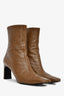 Reike Nen Brown Croc Embossed Square Toe Boot Size 8