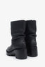 Moncler Black Leather Fur Heeled Boots Estimated Size 36