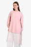 Red Valentino Pink Cotton With Lace Hem Oversized Crewneck Sweater Size S
