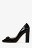 Christian Dior Black Patent Leather Block Heel Pumps Size 37.5