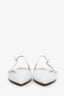 Prada White Patent Leather Bow Accent Slingback Flat Size 38.5