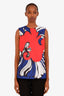 Scanlan Theodore Navy/Red/Black Printed Sleeveless Top Size 10