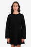 Theory Black Wool Cashmere Flounce Mini Dress Size M
