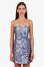 Alice + Olivia Blue Cotton Strapless Mini Dress Size 2