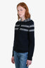 Christian Dior Blue Cashmere Oblique Detail Zip Up Sweater Size 4