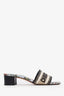 Christian Dior Canvas Leather Embroidered Dway Heeled Slides Size 35.5