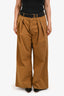 Plan C Brown Cotton Belted Wide-Leg Trousers Size 46