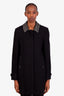 Burberry Brit Black Wool Studded Collar Coat Size 8
