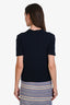 Pre-loved Chanel™ Navy Blue Cashmere Lion Camellia Short Sleeve Button Down Cardigan Size 38