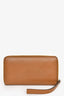 Gucci Brown Leather Embossed Logo Zip Around Wristlet Wallet